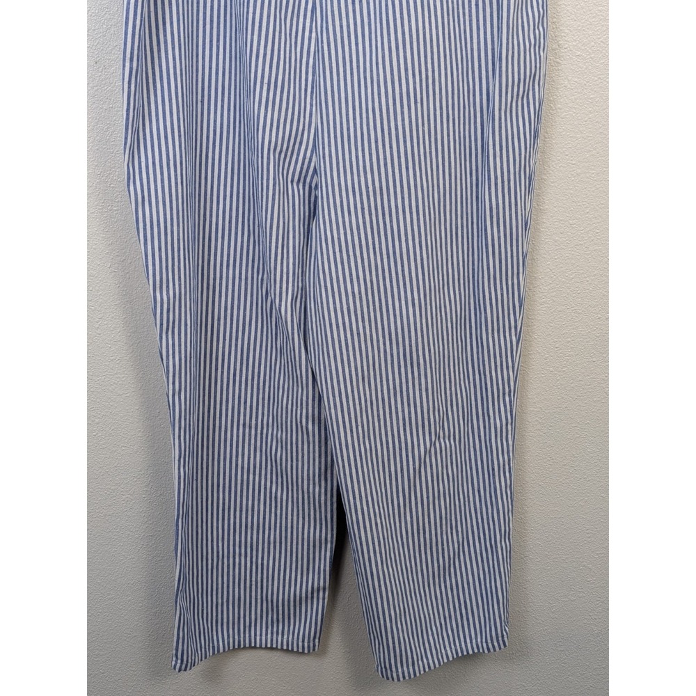 Utcoco Linen Overalls Womens Medium Blue Striped Casual Boho - Picture 3 of 8